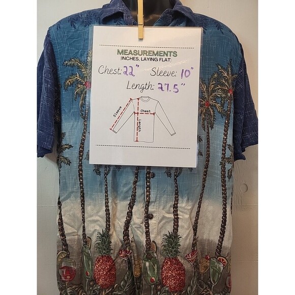 Campia Moda Mens Large Shirt Hawaiian Cruise Vacation Palm Island - Picture 7 of 7